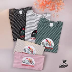 تیشرت راه راه گلدوزی