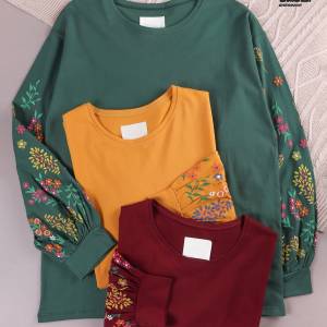 بلوز آستین گلدار