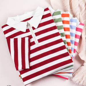 تیشرت نیم زیپ راه راه